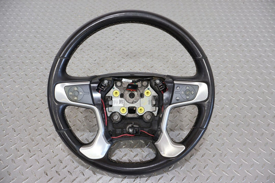 14-19 GMC Sierra Silverado Leather Steering Wheel W/Cruise (Black) Heavy Wear