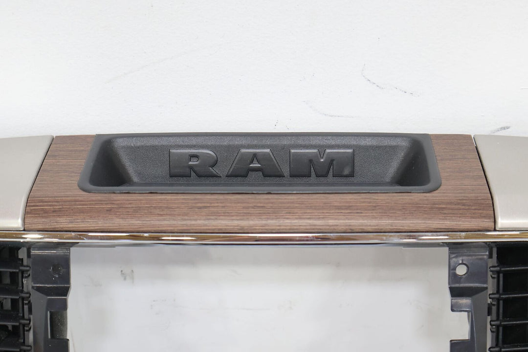 13-18 Ram 1500 Laramie Upper Radio Trim Bezel (Woodgrain & Silver) See Photos