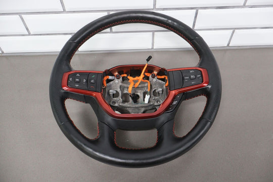 19-21 Ram 1500 Rebel OEM LEather Steering Wheel W/ Switches (Red/Black XR)