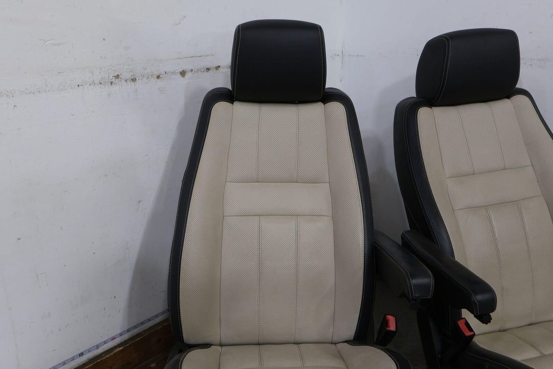 10-13 Range Rover Sport Leather OEM Seat Set (Ivory & Ocean) W/ TV Headrests