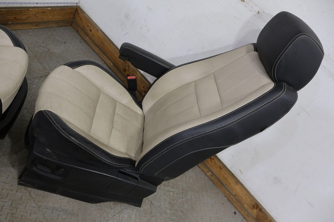 10-13 Range Rover Sport Leather OEM Seat Set (Ivory & Ocean) W/ TV Headrests