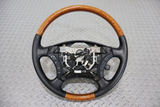 03-05 Lexus GX470 Leather Steering Wheel OEM (Black/Woodgrain) Mild Wear