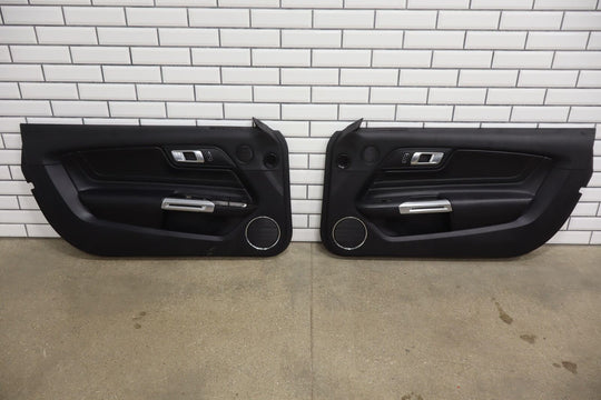 2015-2020 Ford Mustang Black Leather Interior Door Panel Pair/Set (Left / Right)