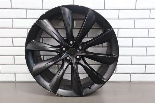 16-20 Tesla Model X Rear 22x10 OEM Wheel (Spray Painted Black) Curb Rash