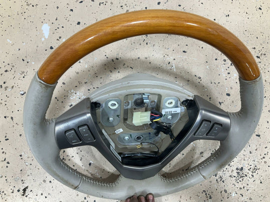 04-06 Cadillac XLR Driver Leather/Wood Steering Wheel (Shale 18i)