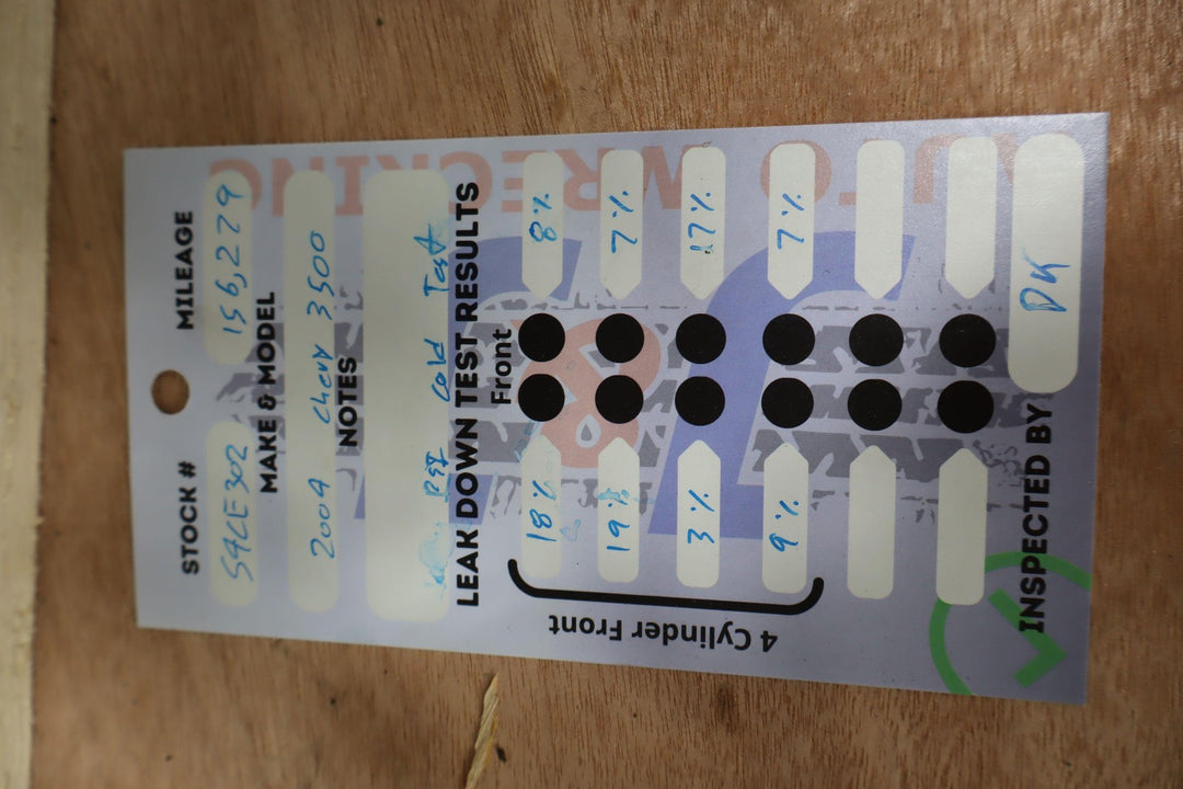 engine test result card