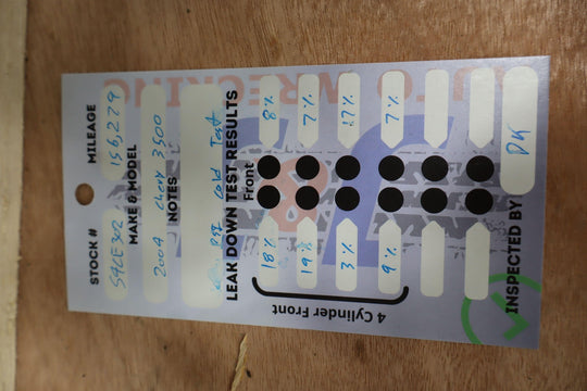 engine test result card