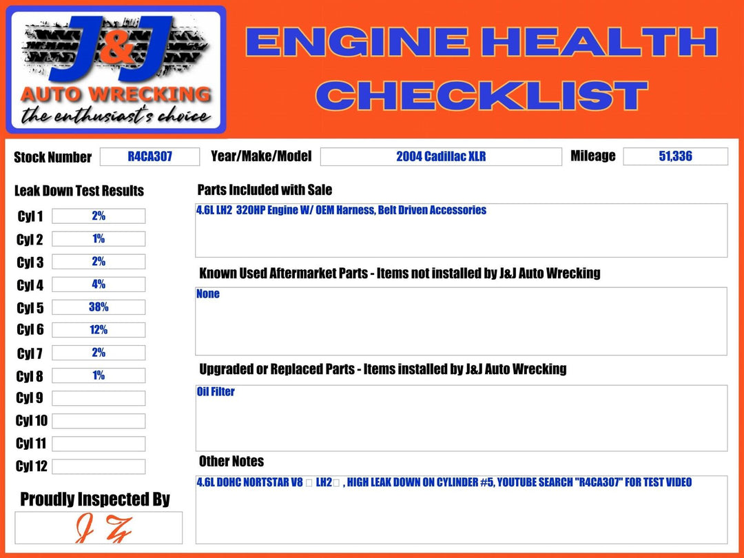 04-05 Cadillac XLR 4.6L DOHC Northstar V8 (LH2) Engine 51K Video Tested