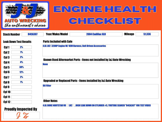 04-05 Cadillac XLR 4.6L DOHC Northstar V8 (LH2) Engine 51K Video Tested