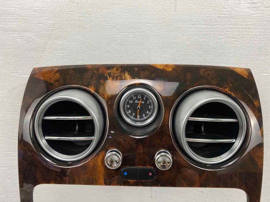 06-12 Bentley Flying Spur Radio Trim Bezel W/Vents/Clock (Woodgrain) Tested