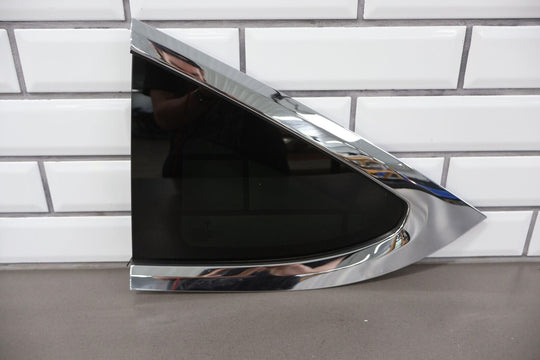 16-20 Tesla Model X Rear Left Quarter Window Glass W/Chrome Trim (Privacy Tint)