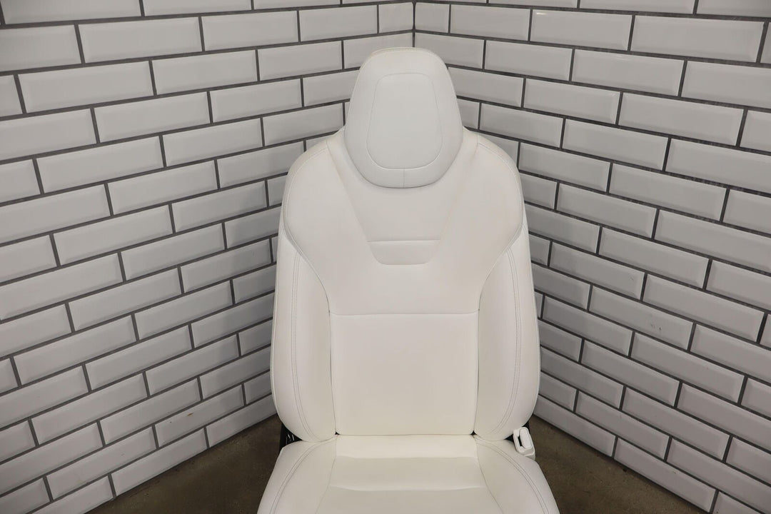 2016-2020 Tesla Model X Front Right Leather Bucket Seat (White UWT) Power Tested