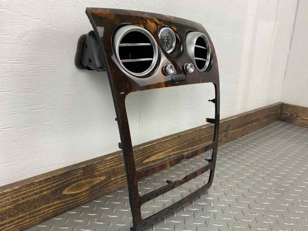 06-12 Bentley Flying Spur Radio Trim Bezel W/Vents/Clock (Woodgrain) Tested