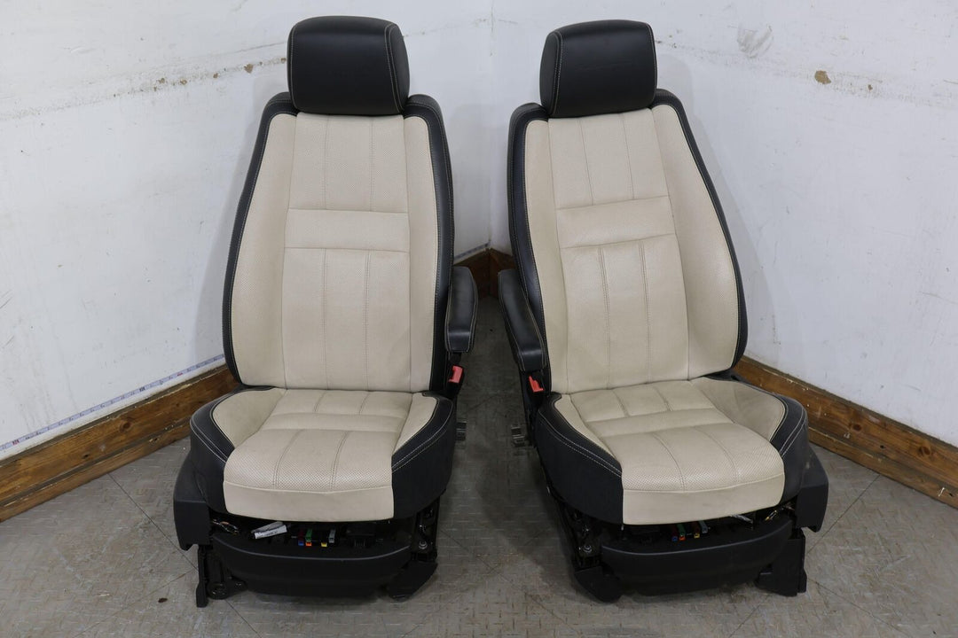 10-13 Range Rover Sport Leather OEM Seat Set (Ivory & Ocean) W/ TV Headrests