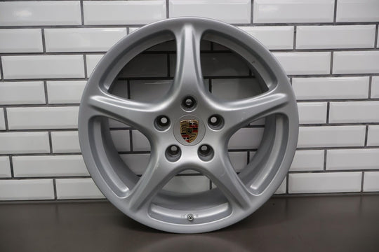 05-13 Porsche 911 Targa Front 19x8 OEM 5 Spoke Wheel (99736215603) Face Marks