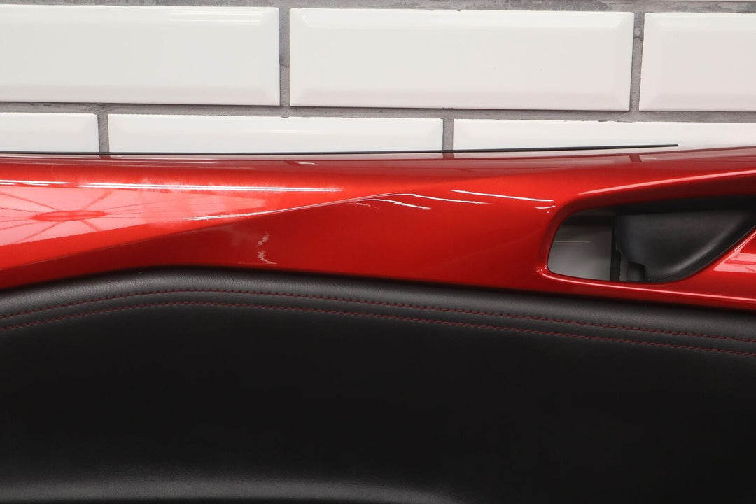 2016-2018 Mazda Miata ND Front Left Door Trim Panel (Black Leather/Red Stitch)