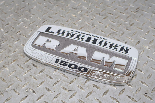 11-18 Ram 1500 RH Passenger Door Laramie Longhorn Chrome Emblem Badge Nameplate