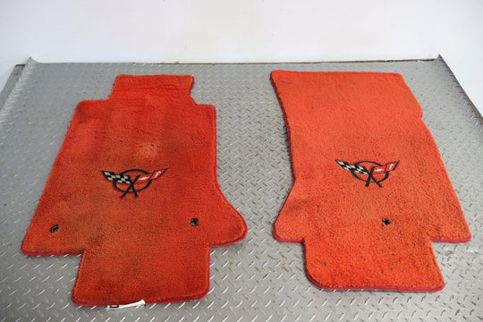 97-04 Chevy Corvette C5 Pair LH&RH Of Carpet Floor Mats Front (Torch Red 70i)