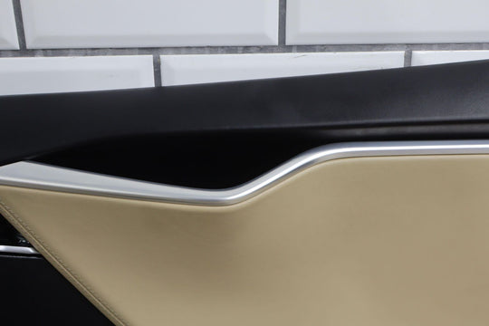 16-20 Tesla Model S Rear Right Interior Door Trim Panel (Tan/Black) See Photos