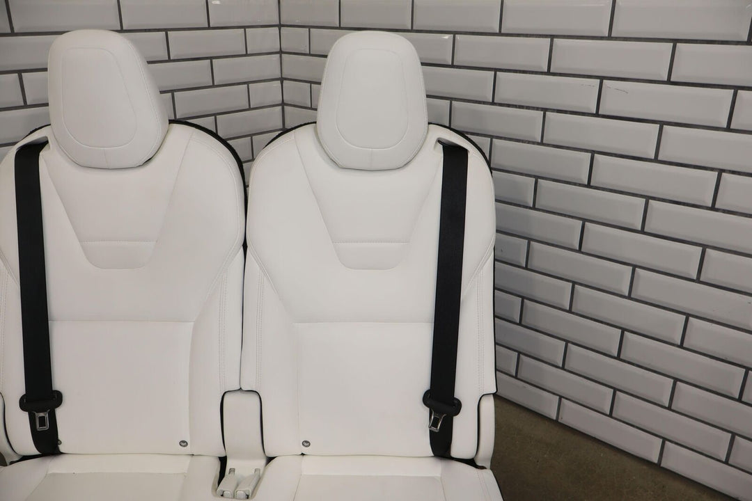 16-20 Tesla Model X Pair LH&RH 3rd Row Leather Seats (White UWT) Light Wear