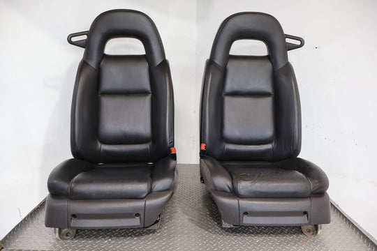 2003-2006 Chevy SSR Pair LH & RH Leather Power Bucket Seat Set (Black) Some Wear