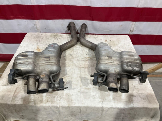 06-12 Bentley Flying Spur LH & RH Pair of Mufflers W/ Pipes 3W0253611 3W0253609