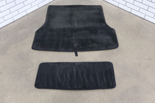 12-16 Tesla Model S 2 Piece Aftermarket Carpeted Trunk Floor Mats (Black)