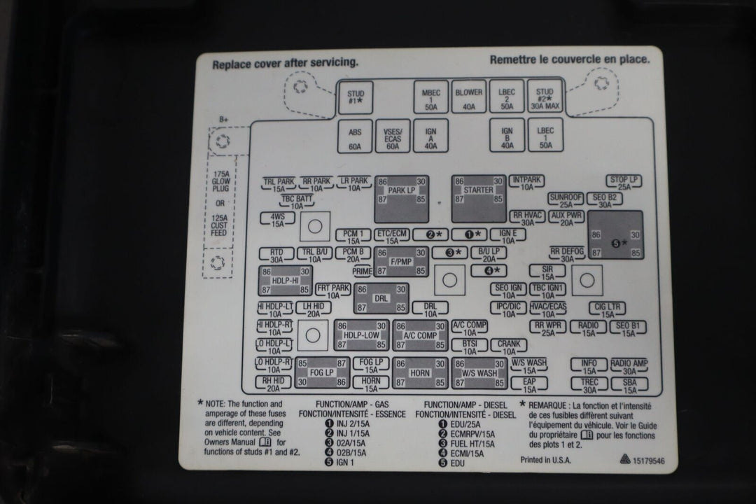 2003-2005 GMC Sierra 1500 5.3L Underhood Engine Fuse Box with Base / Cover