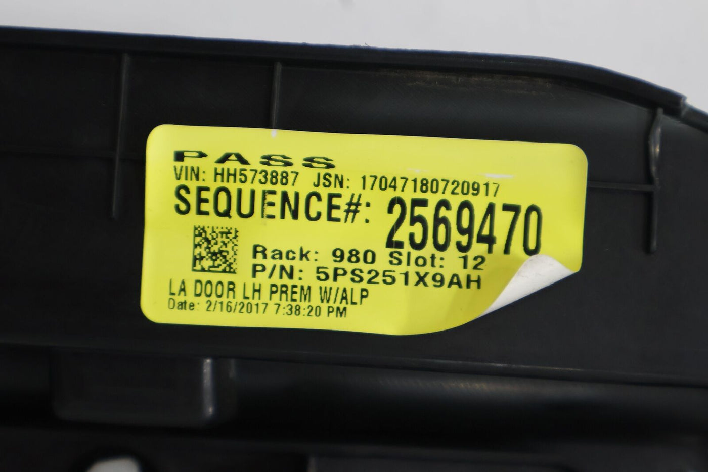 15-18 Dodge Challenger SRT SCat Pack Left LH Door Trim Panel (Black) Leather