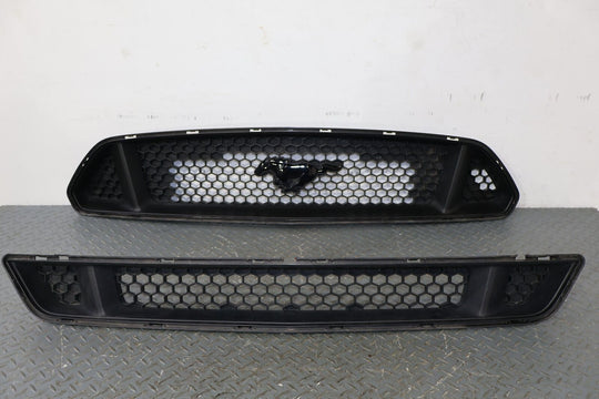 15-17 Ford Mustang GT Front Upper & Lower OEM Bumper Honeycomb Grilles (Black)