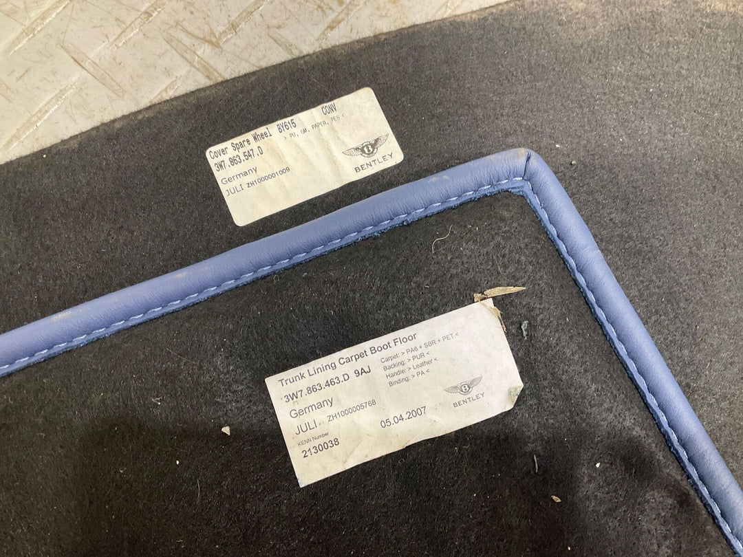 03-10 Bentley Continental GTC Convertible Trunk Carpet Cleanout (Blue) See Notes