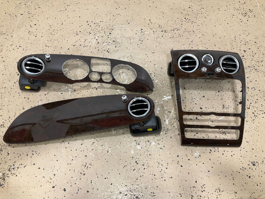 03-10 Bentley GT Dash Trim Kit W/Clock & Vents (3PC) Woodgrain (See Notes) OEM