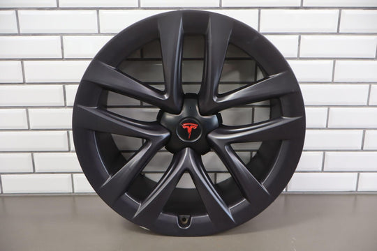 2022 Tesla S Single (1) 21x9.5 Front Wheel Black Split 5-Spoke *See Photos*