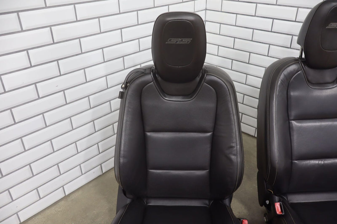 2010 Chevy Camaro SS Black Leather Bucket Power Heated Seat Set Tested See Photo