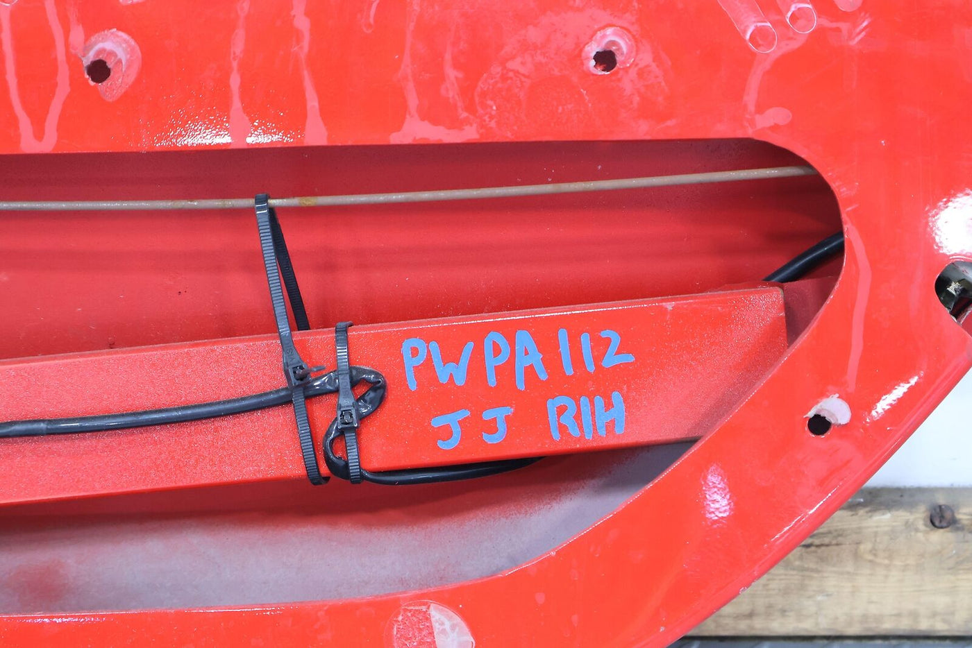 96-99 Panoz Roadster AIV Right RH Door Shell (Red) Damage Around Mirror Mount