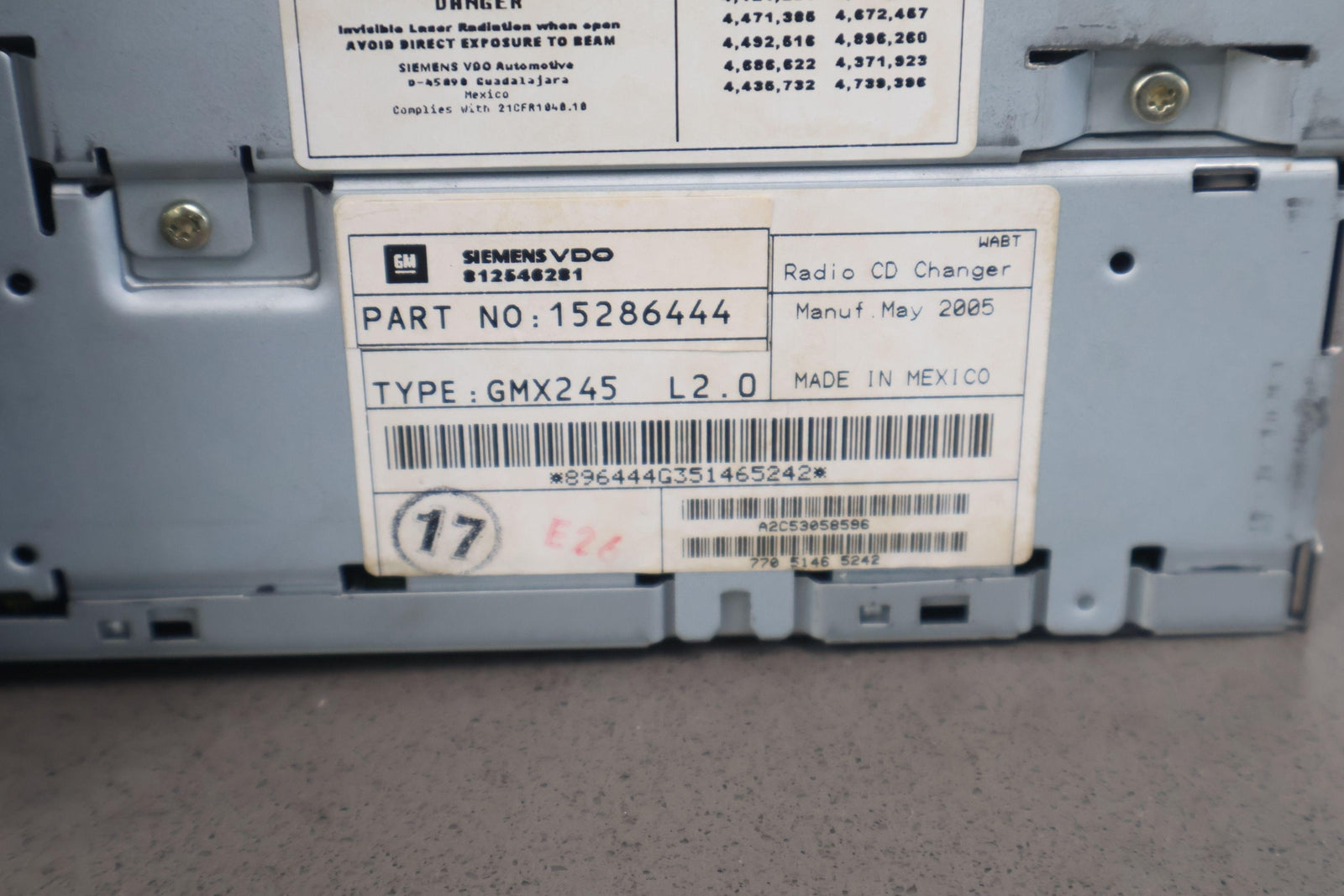 05-06 Chevy C6 Corvette AM-FM-CD Changer_MP3 OEM Radio Opt US9