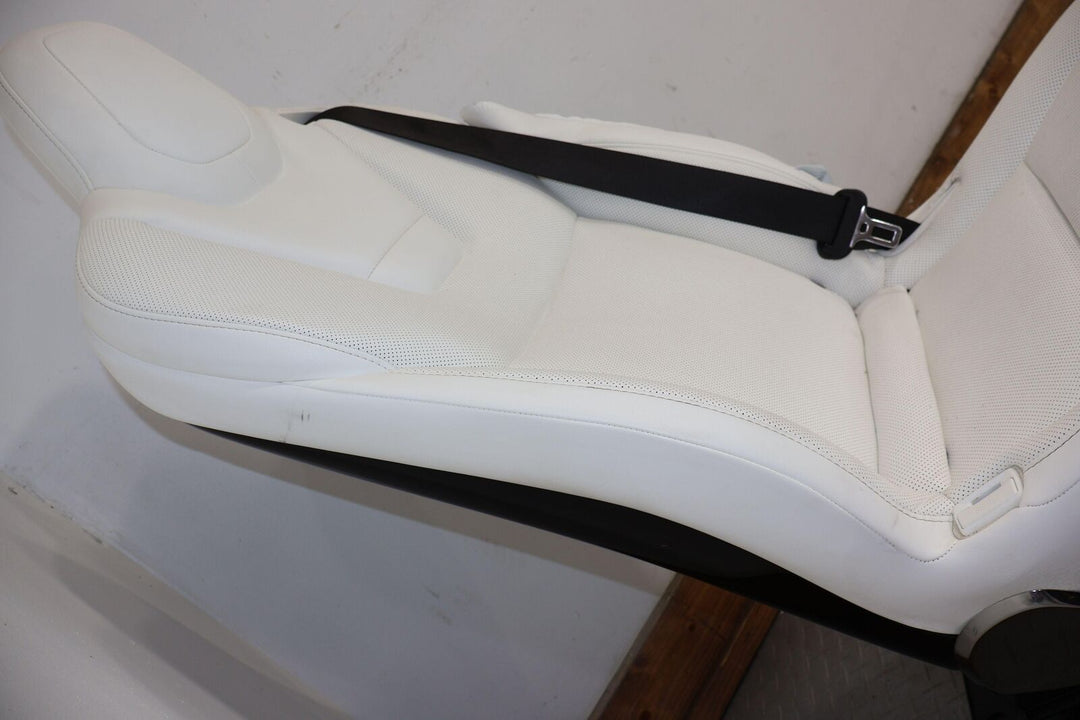 16-20 Tesla Model X Rear 2nd Row Left Leather Seat White- Bag Blown Power Tested