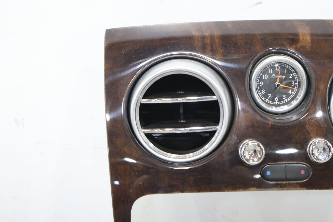 06-12 Bentley Flying Spur Radio Trim Bezel W/Vents/Clock (Woodgrain) Tested