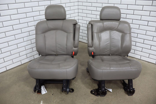 99-02 Chevy Suburban / Yukon XL Leather 2nd Row Captains Chairs (Medium Gray)