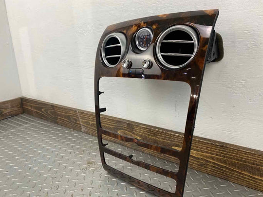 06-12 Bentley Flying Spur Radio Trim Bezel W/Vents/Clock (Woodgrain) Tested