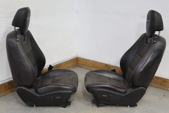 12-15 Chevy Camaro ZL1 Leather/Suede Seats Set W/Console Lid (Black/Red Stitch)