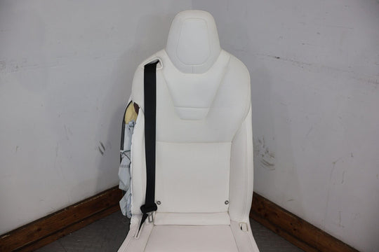 16-20 Tesla Model X Rear 2nd Row Right Leather Seat White Bag Blown Power Tested