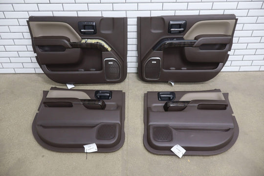 2014 GMC Sierra Denali 1500 Interior Door Trim Panel Set (4) Cocoa/Dune