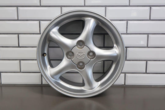 99-05 Mazda Miata NB Single (1) 15x6.5 OEM 5 Spoke Wheel (Silver) Curb Rash