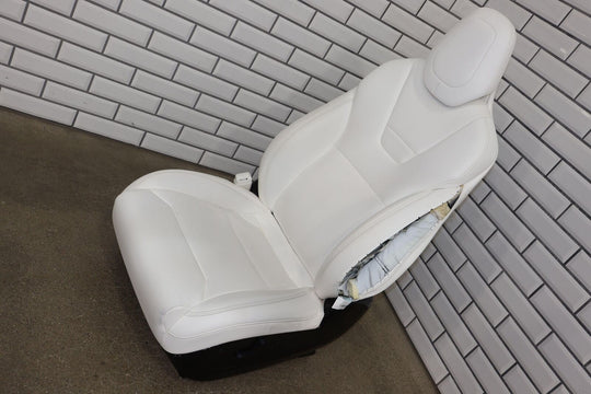 16-20 Tesla Model X Front Left Power Leather Seat (White) For Parts Or Repair