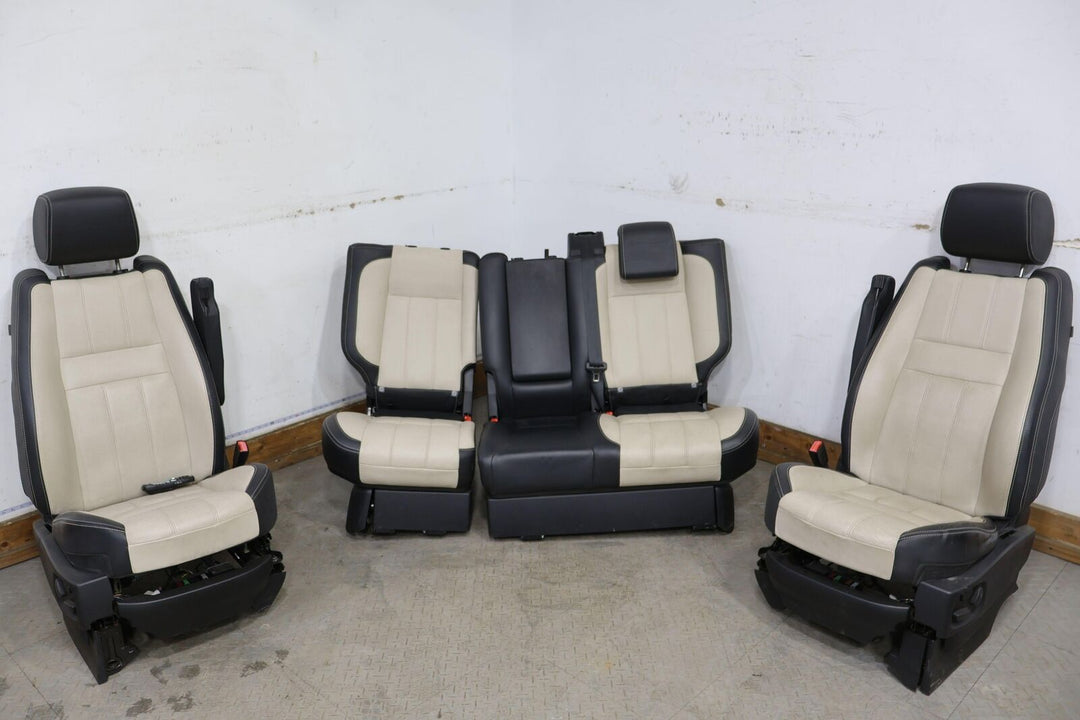 10-13 Range Rover Sport Leather OEM Seat Set (Ivory & Ocean) W/ TV Headrests