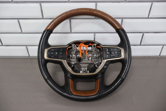 19-21 Ram 1500 Longhorn New Style Heated Leather Steering Wheel (Black XT)