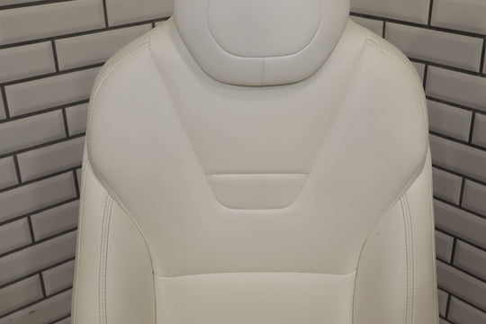 2016-2020 Tesla Model X Front Left Leather Bucket Seat (White UWT) Power Tested