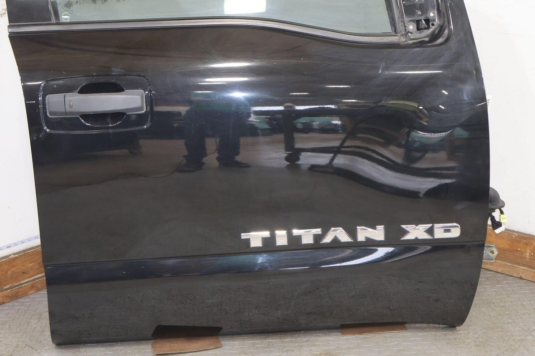 16-19 Nissan Titan XD Crew Cab Front Right RH Door W/ Glass (Magnetic Black G41)