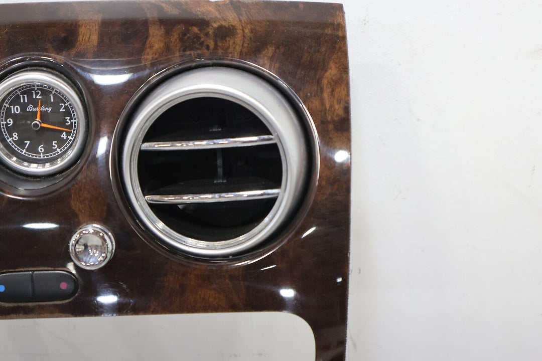 06-12 Bentley Flying Spur Radio Trim Bezel W/Vents/Clock (Woodgrain) Tested